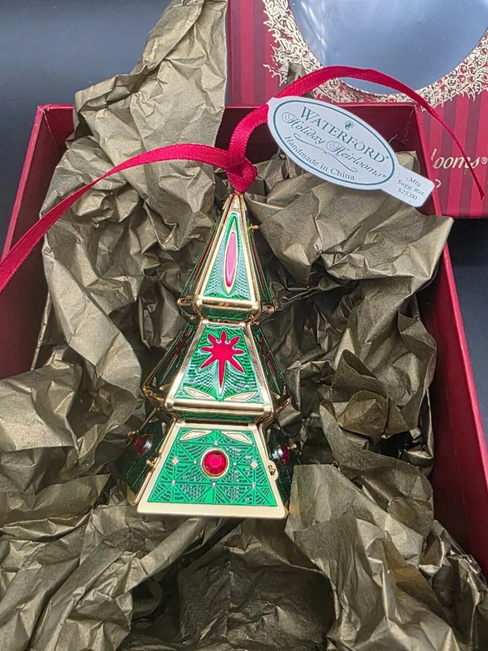 Waterford Holiday Heirlooms Green metal Christmas Tree Decorative Ornament